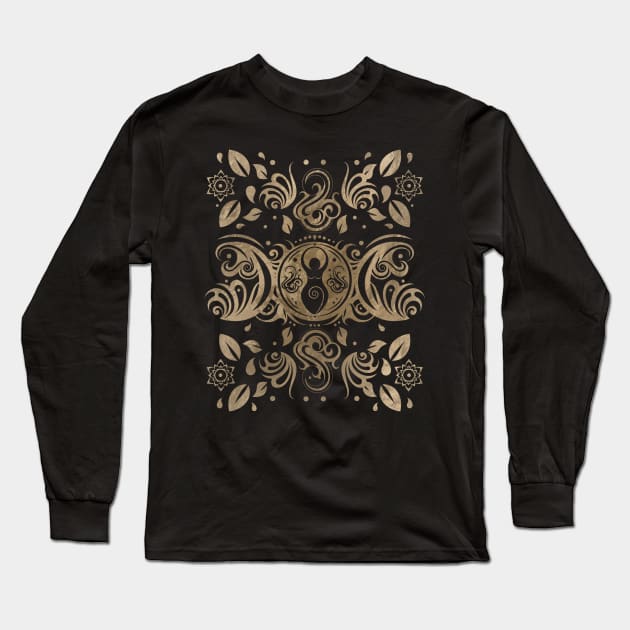 Triple Moon Goddess Long Sleeve T-Shirt by Nartissima